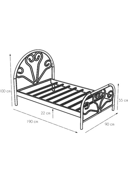 Gm 118 Baby Tek Kişilik Metal Karyola Siyah 90X190