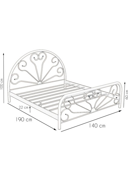 Gm 300 Baby Beyaz Çift Kişilik Metal Karyola 140X190