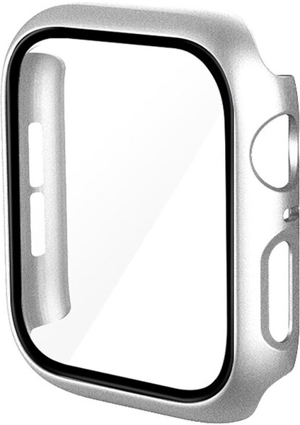Apple Watch Uyumlu 7 41MM Ekran Korumalı Sert Slim Rubber Kılıf - Gümüş