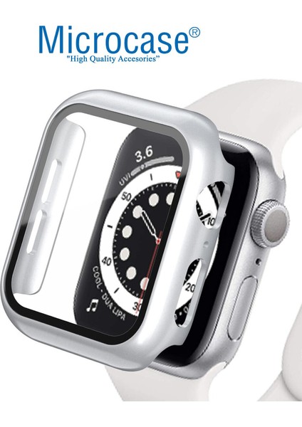 Apple Watch Uyumlu 7 41MM Ekran Korumalı Sert Slim Rubber Kılıf - Gümüş fiyatları