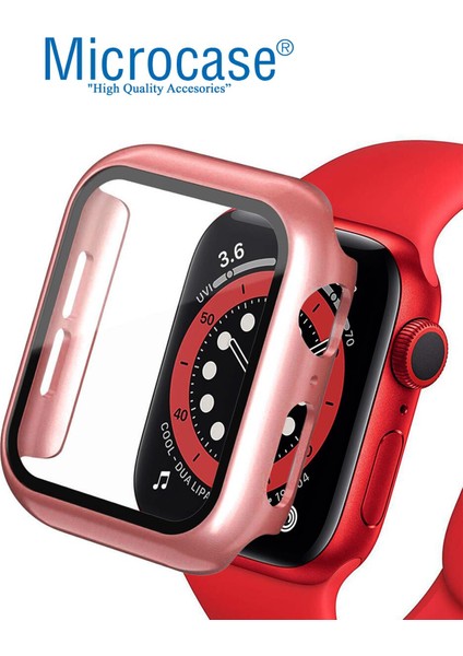 Apple Watch Uyumlu 7 45MM Ekran Korumalı Sert Slim Rubber Kılıf - Rose Gold fiyatları