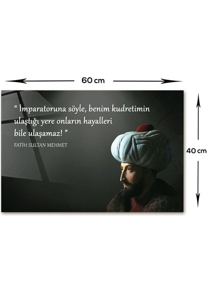 Fatih Sultan Mehmet | FSM Cam Tablo | Fatih'in Kudreti | 40cm x 60cm