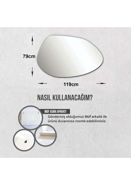 Ayna - Füme Ayna - Tasarım Şekilli Oval Ayna - 119cm x 79cm fiyatları