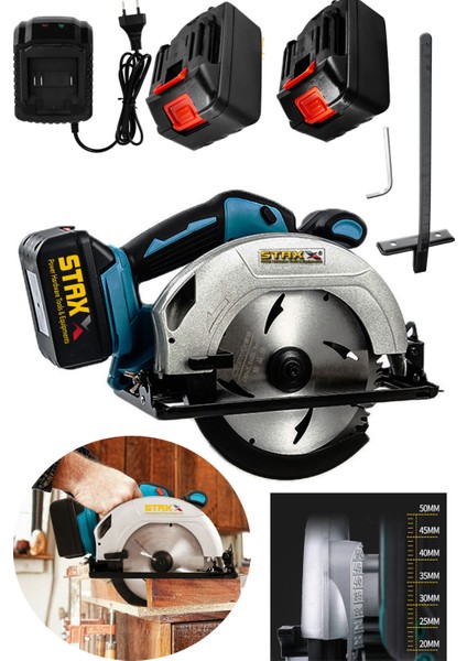 Hd-Xr Samsung Lion Çift Akü Kömürsüz Fast Motor 185MM Akülü Daire Testere Sunta Ahşap Kesme Testere 48V