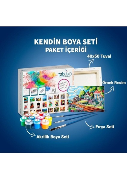 Sayılarla Boyama Seti 40 x 50 cm Tuval Şasesine Gerili Baykuşlar