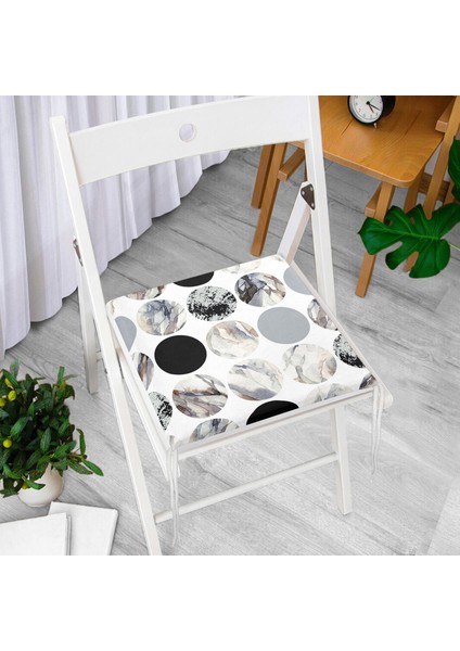 Yuvarlak Desenli Modern Dijital Baskılı Fermuarlı Sandalye Minderi