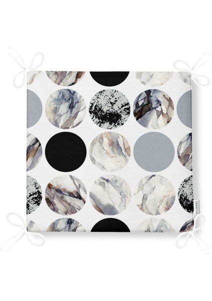 Yuvarlak Desenli Modern Dijital Baskılı Fermuarlı Sandalye Minderi fırsatları