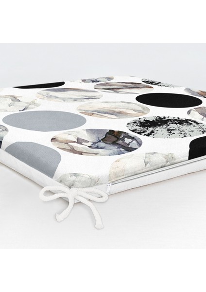 Yuvarlak Desenli Modern Dijital Baskılı Fermuarlı Sandalye Minderi indirimleri