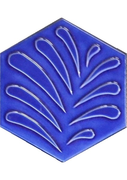 15x17 Cm Yaprak Kobalt Altıgen Seramik