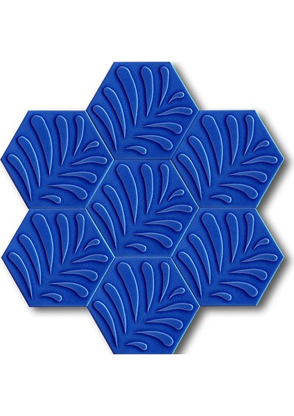 15x17 Cm Yaprak Kobalt Altıgen Seramik