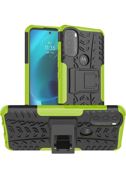 motorola Moto G71 5g Lastik Dokusu Tpu + Pc Telefon Kılıfı ile Tutucu