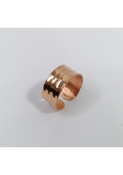 Çekiç Dövmeli Bakır Yüzük Parlak Model
