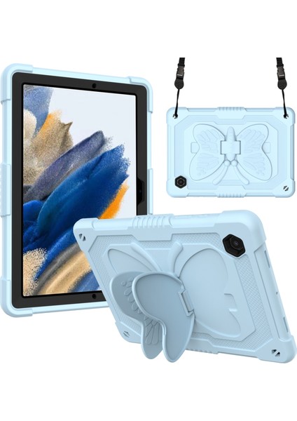Samsung Galaxy Tab A8 10.5 2021 Bej Pc + Silikon Tutucu Tablet Kılıf Için