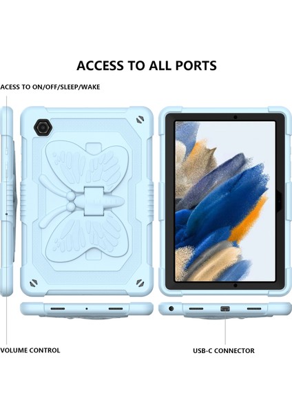 Samsung Galaxy Tab A8 10.5 2021 Bej Pc + Silikon Tutucu Tablet Kılıf Için