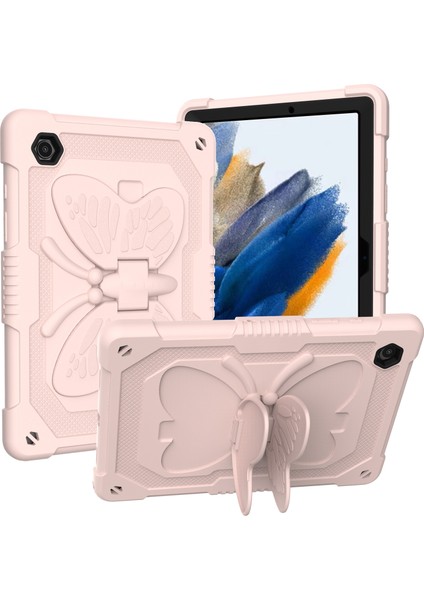Samsung Galaxy Tab A8 10.5 2021 Bej Pc + Silikon Tutucu Tablet Kılıf Için