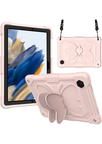 Samsung Galaxy Tab A8 10.5 2021 Bej Pc + Silikon Tutucu Tablet Kılıf Için