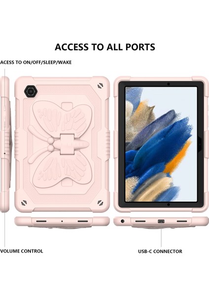 Samsung Galaxy Tab A8 10.5 2021 Bej Pc + Silikon Tutucu Tablet Kılıf Için