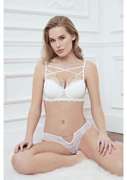 Destekli Metal Aksesuarlı Sütyen Slip Takım 4776