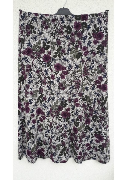 Menekşe Kumaş Çiçekli Etek