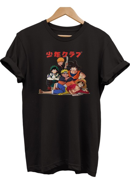 Anime Baş Karakterleri Baskılı &100 Pamuk Oversize T-Shirt Büyük Beden Tişört