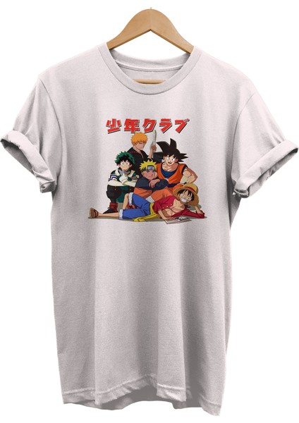 Anime Baş Karakterleri Baskılı &100 Pamuk Oversize T-Shirt Büyük Beden Tişört