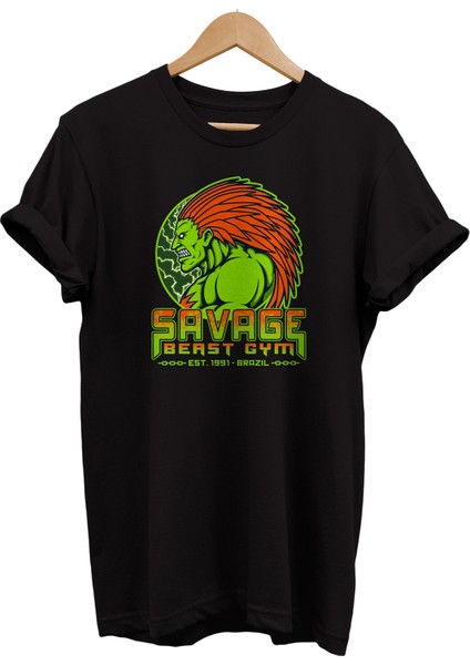 Street Figther Blanca Gym Baskılı &100 Pamuk Oversize T-Shirt Büyük Beden Tişört