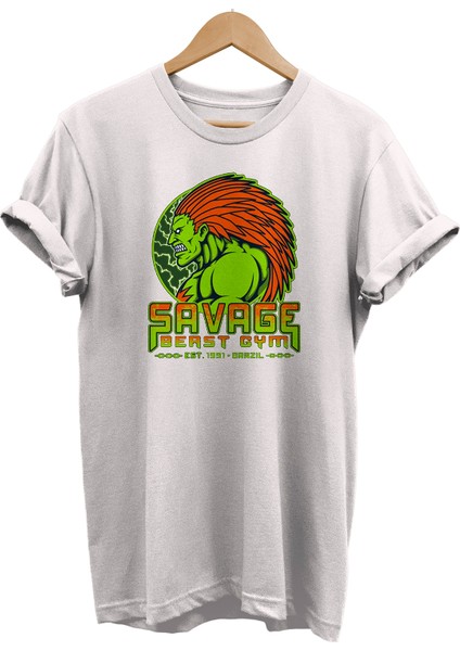 Street Figther Blanca Gym Baskılı %100 Pamuk Oversize T-Shirt Büyük Beden Tişört
