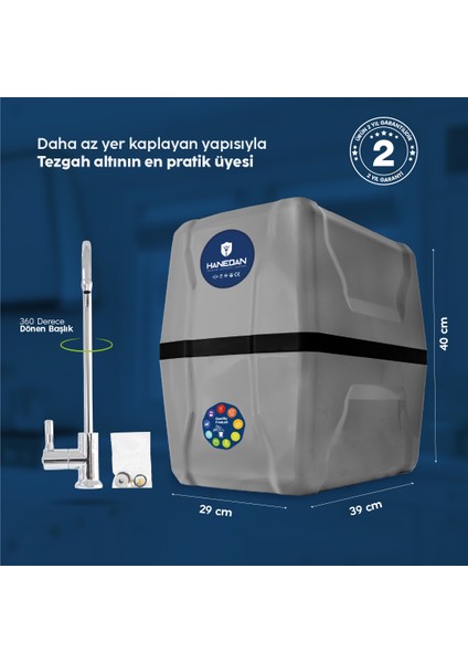 H-MAX Reverse Osmosis System 13 Aşama 9 Litre Çelik Tanklı 80 Gpd Membranlı Su Arıtma Cihazı