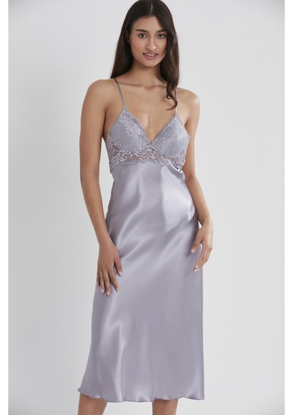 Kadın Saten Dantelli Gecelik & Sabahlık Takım 4370 Royal modelleri