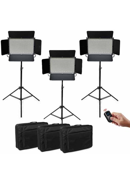 Cf-Led 2020W 3'lü Sürekli Video Panel LED Işık Seti