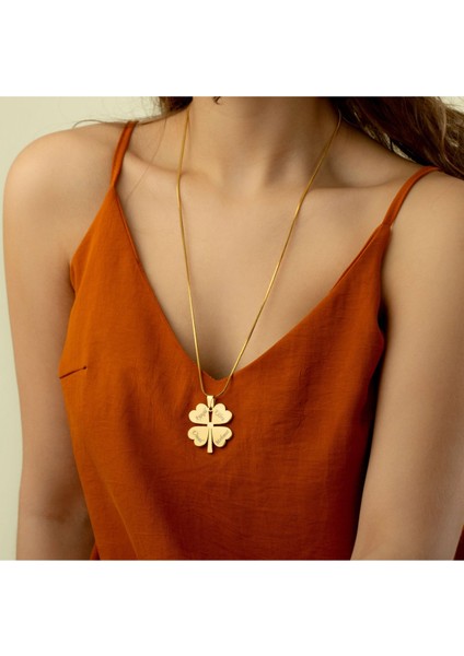 14 Ayar Altın Kaplama Yılan Zincir Isimli Yonca Kolye fiyatları