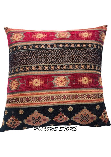 Kilim Desenli Siyah Kırlent Kılıfı 45 x 45 cm