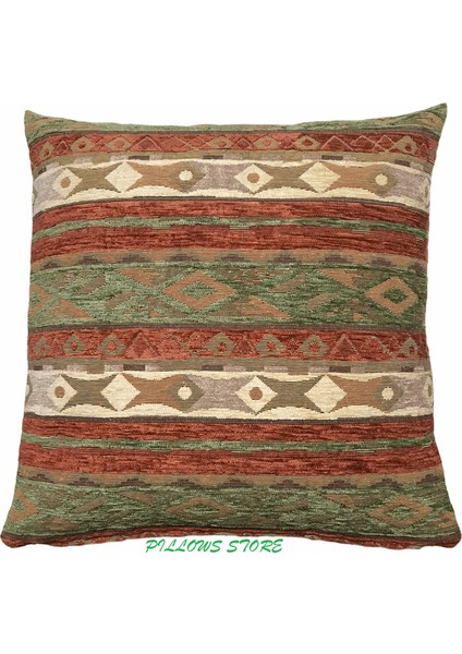 Kilim Desenli Açık Yeşil Kırlent Kılıfı 45 x 45 cm
