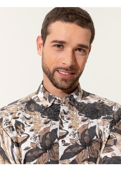 Erkek Bej Regular Fit Uzun Kollu Gömlek 50249732-VR011 fiyatları
