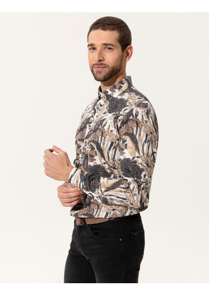 Erkek Bej Regular Fit Uzun Kollu Gömlek 50249732-VR011 modelleri