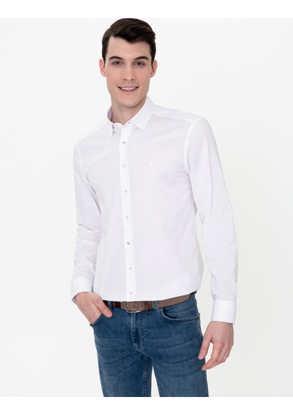 Erkek Bej Slim Fit Uzun Kollu Gömlek 50249779-VR011