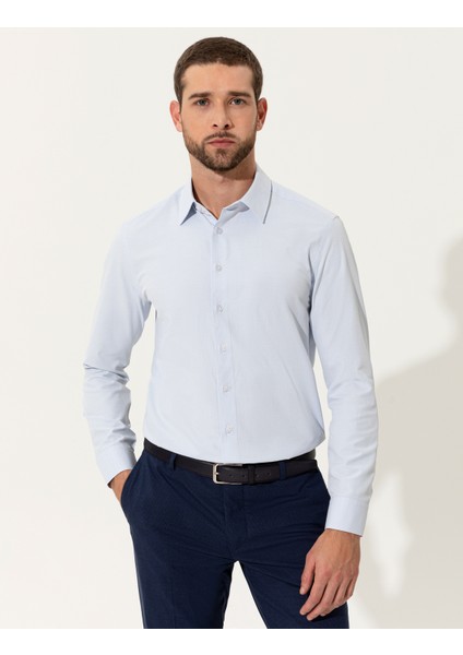 Erkek Açık Mavi Slim Fit Uzun Kollu Gömlek 50247982-VR003