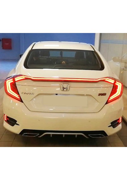 Honda Civic Fc5 2016-2021 Hareketli Sinyalli Led Stop Ve Spoiler Takımı Kırmızı