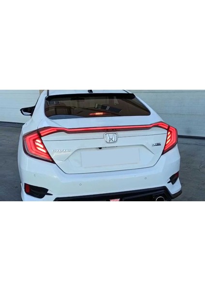 Honda Civic Fc5 2016-2021 Hareketli Sinyalli Led Stop Ve Spoiler Takımı Kırmızı