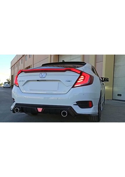 Honda Civic Fc5 2016-2021 Hareketli Sinyalli Led Stop Ve Spoiler Takımı Kırmızı