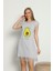 Avokado Desenli Penye Pamuklu Günlük Elbise 2