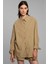 Bej Basic Regular Fit Poplin Kadın Gömlek 2