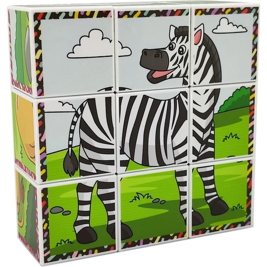 Küpss Safari Hayvanları Manyetik Yapboz (9 Mıknatıslı Küp 6 Puzzle)