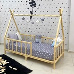 MiniWood Montessori Yatak Doğal Çam Ağacı Kızılderili