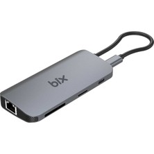 Bix BX10HB Pro Type-C to 4K 60Hz HDMI 3*USB 3.2 Gigabit Ethernet PD 100W Micro SD Kart Okuyucu Çoklayıcı Hub