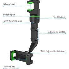 Mi7a Multifonksiyonel Dikiz Aynası Araç Telefon Tutucu 360 Döner Başlık