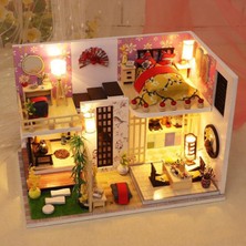 Honeyge 1/24 Dıy Bebek Evi Kiti Montaj Mobilya Minyatür Ev Modeli Işık (Yurt Dışından)
