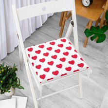 Realhomes Kalp Desenli Dekoratif Kare Sandalye Minderi 40x40cm Fermuarlı