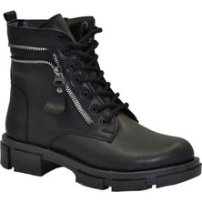 Duygushoesbag Kadın Fermuar Aksesuarlı Bağcıklı Bot