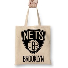Baskı Dükkanı Basketbol Takımı Brooklyn Nets Bez Çanta Uzun Saplı